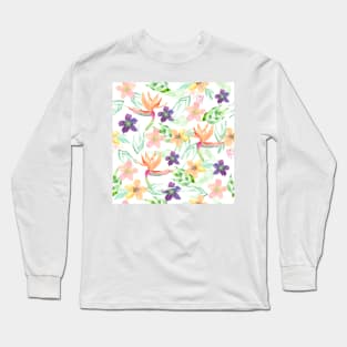 Birds of paradise | Watercolor | Pattern | Floral Long Sleeve T-Shirt